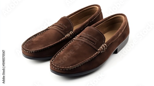 Wallpaper Mural Pair of Brown Suede Loafers with White Stitching Torontodigital.ca