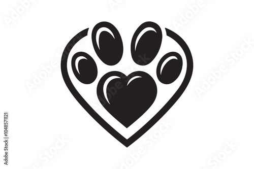 Heart Shape Animal Footprint Vector Art & Illustration