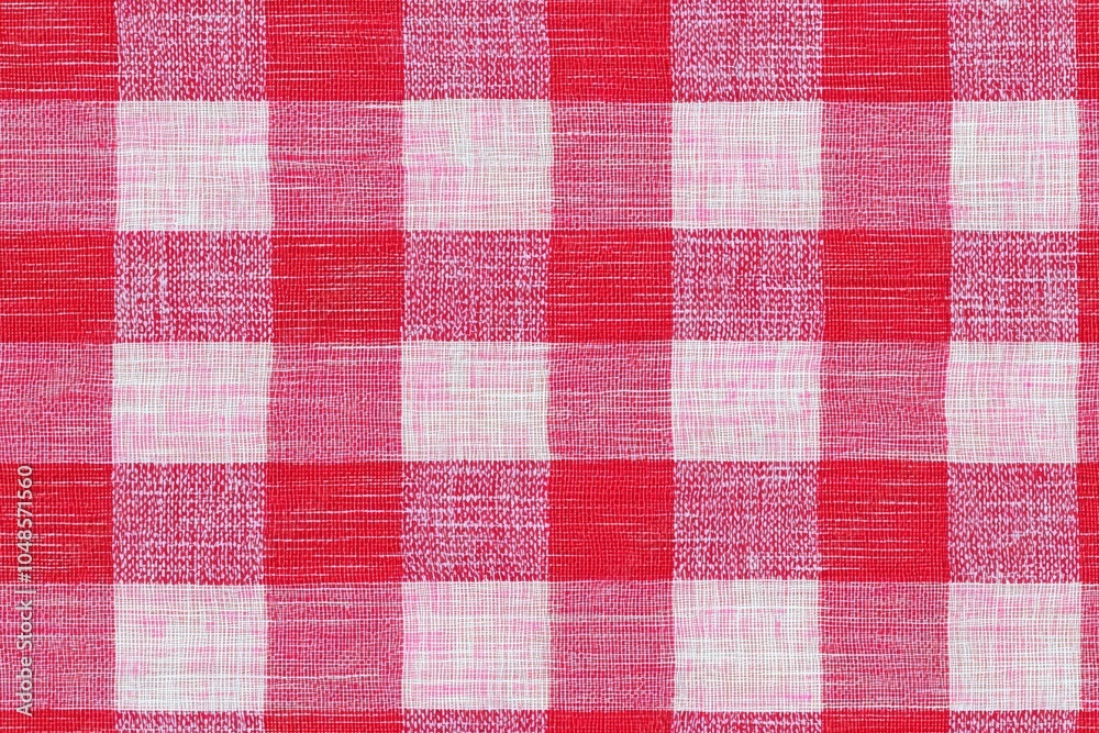 Seamless of Red and White Checkered Gingham Fabric Texture Background with Classic Country Rustic Style