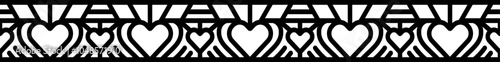 Abstract seamless lace trim border with hearts. Ornamental decorative belt pattern
