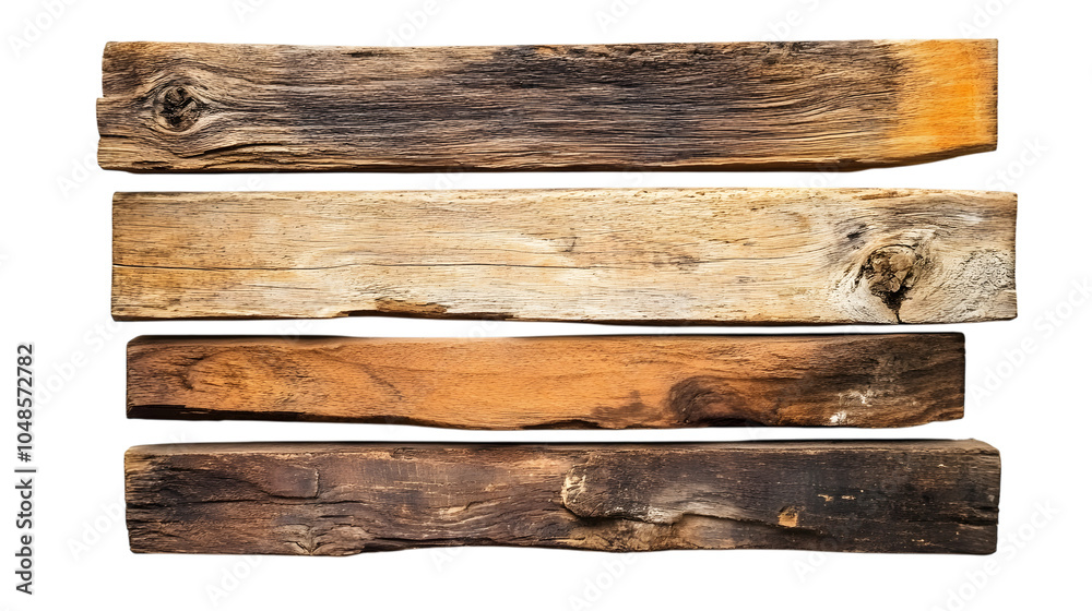 Obraz premium Rustic wooden planks, isolated on white background