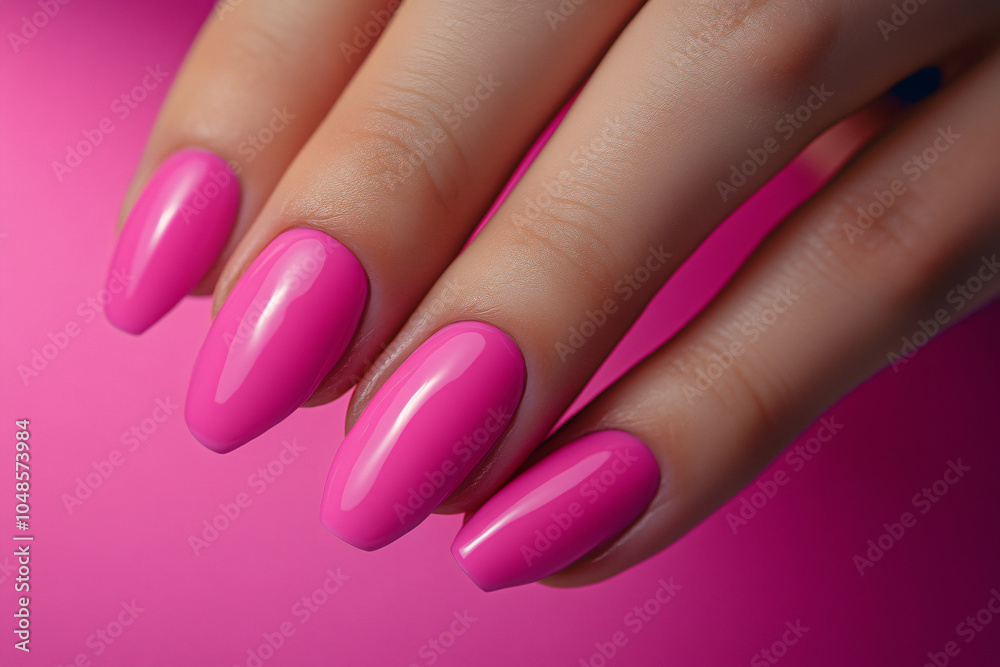 close up of female hand with pink manicure on fingernails close up of female hand with pink manicure on fingernails