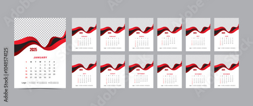 2025 corporate calendar. 2025 Wall calendar design, creative vertical calendar design template.