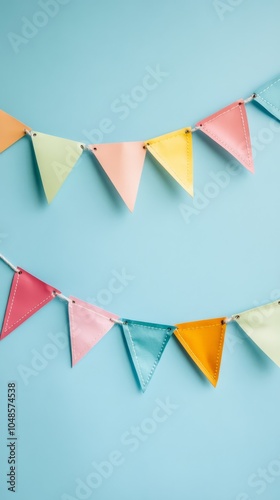Colorful Decorative Bunting on Light Blue Background