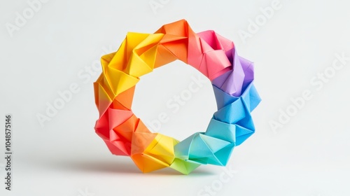 Colorful Rainbow Origami Circle Art