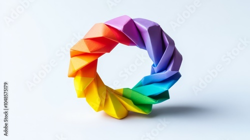 Colorful Origami Ring in Rainbow Gradient