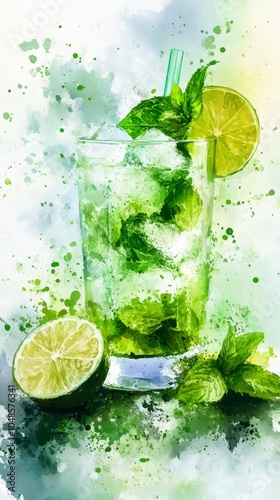 Refreshing Mojito Cocktail with Mint and Lime