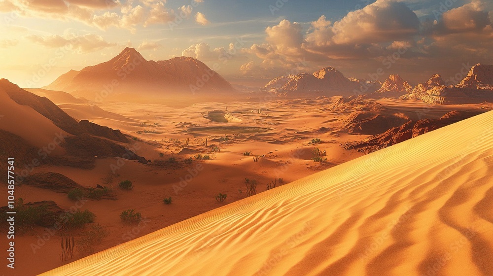 Fototapeta premium Desert valley with towering sand dunes UHD wallpaper