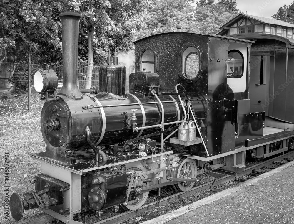 the old, beautiful, historic and still running locomotive from 1905 called Lütt Kaffeebrenner