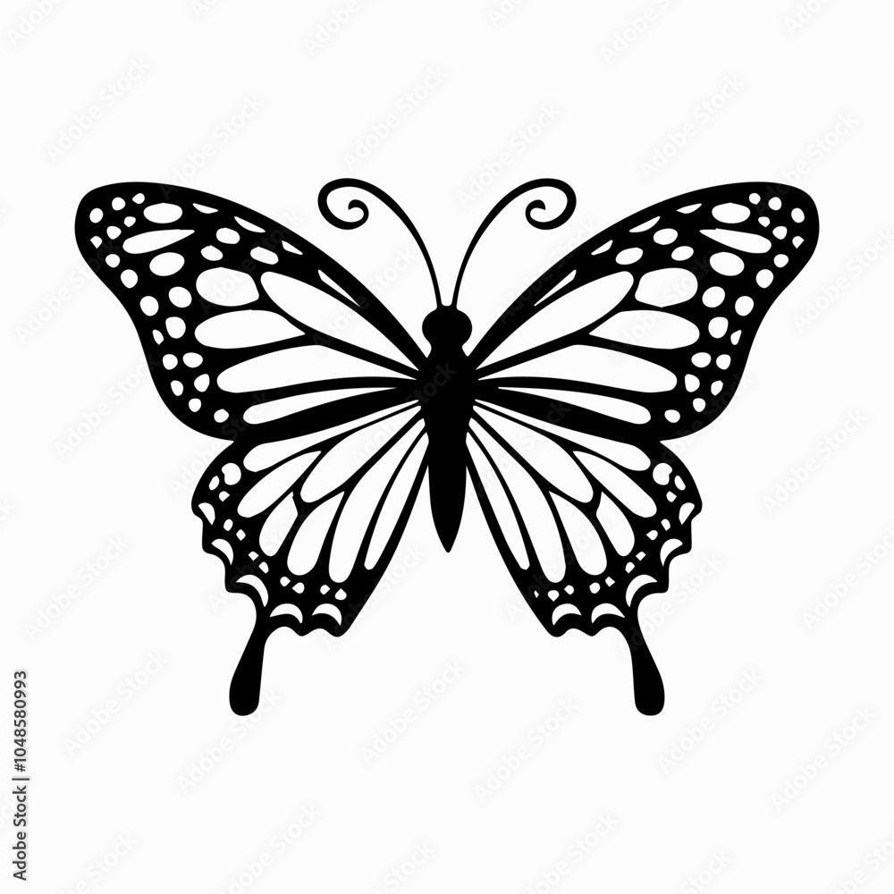 Butterfly silhouette vector illustrations on a white background Butterfly silhouette vector illustrations on a white background