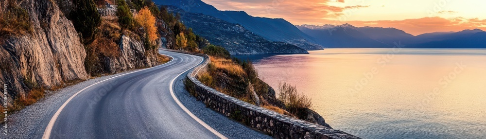 Obraz premium Summer road trip, vibrant colors, scenic routes, dynamic action, inviting