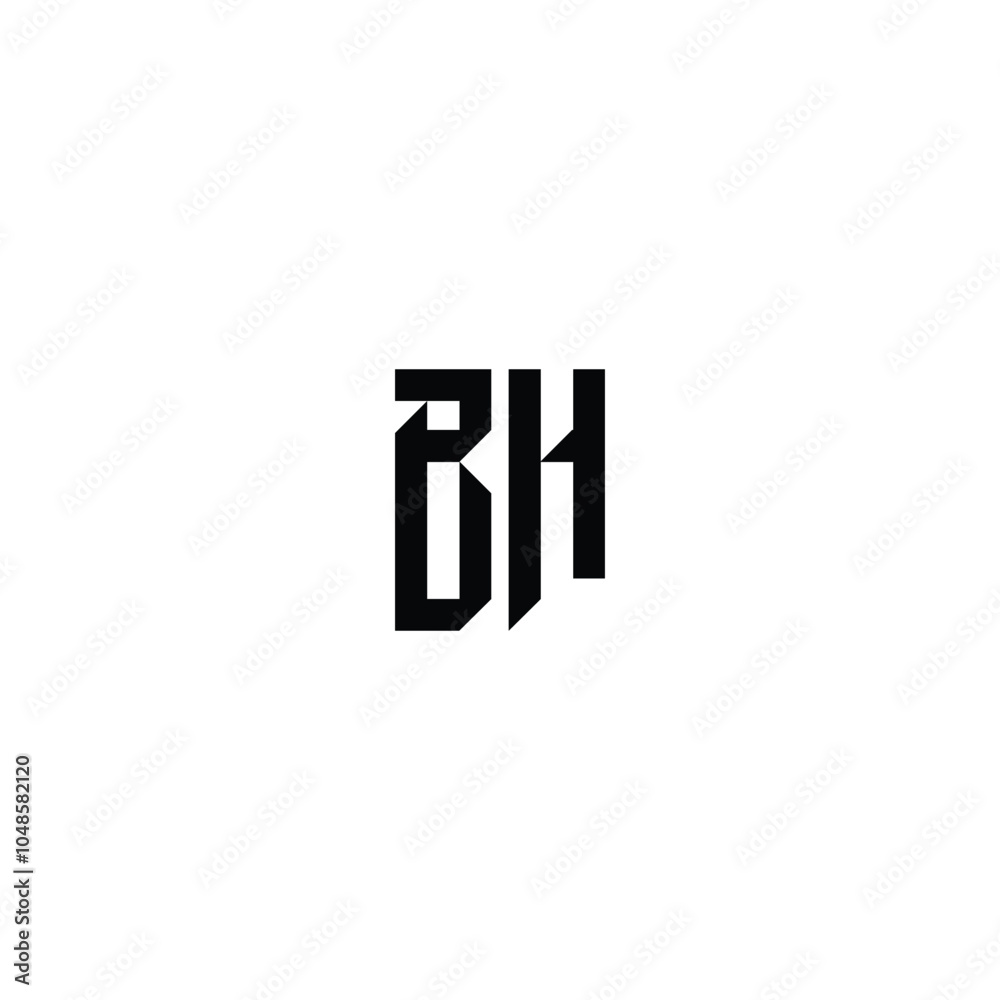 Obraz premium BH monogram logo design letter text name symbol monochrome logotype alphabet character simple logo