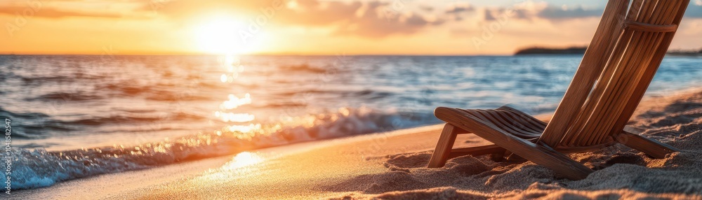 Fototapeta premium Summer tranquility, vibrant colors, serene environment, beach setting, inviting