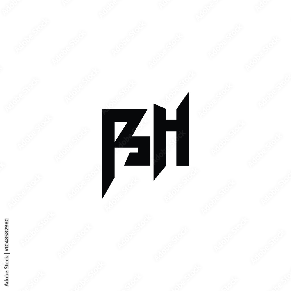 Obraz premium BH monogram logo design letter text name symbol monochrome logotype alphabet character simple logo