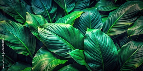 tropical dark green leaf texture background