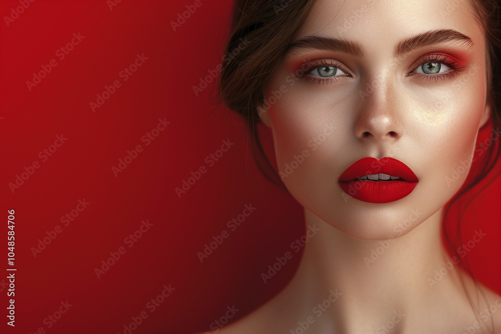 close up red lips of woman. red lipstick. trendy, fashion make up. AI Generated. close up red lips of woman. red lipstick. trendy, fashion make up. AI Generated.
