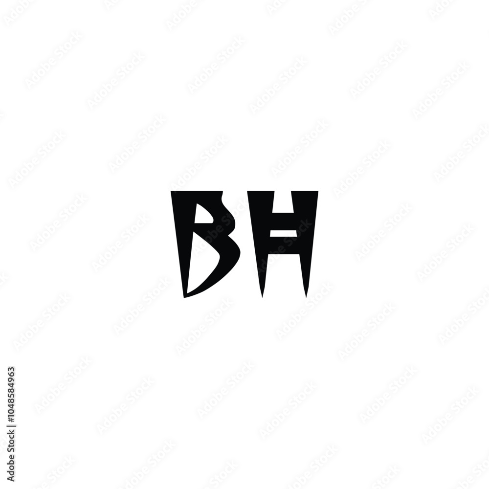 Fototapeta premium BH monogram logo design letter text name symbol monochrome logotype alphabet character simple logo
