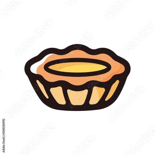 Egg tart outline icon for graphic design, apps and websites