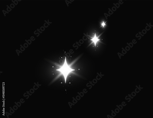 Wallpaper Mural Glowing light bursts with sparkles. Glow light effect set, with glitter, spark and star. Abstract image of lighting flare and white stars. Vector illustration Torontodigital.ca