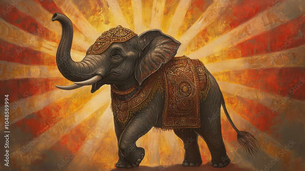 Fototapeta premium abstract elephant illustration with the sun