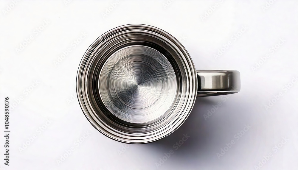 Top view stainless steel camping mug with white background Top view stainless steel camping mug with white background