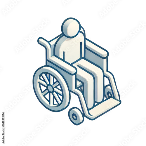 車イス,  身体障害者のアイソメトリックイラスト画像Wheelchair, physically disabled person isometric illustration image