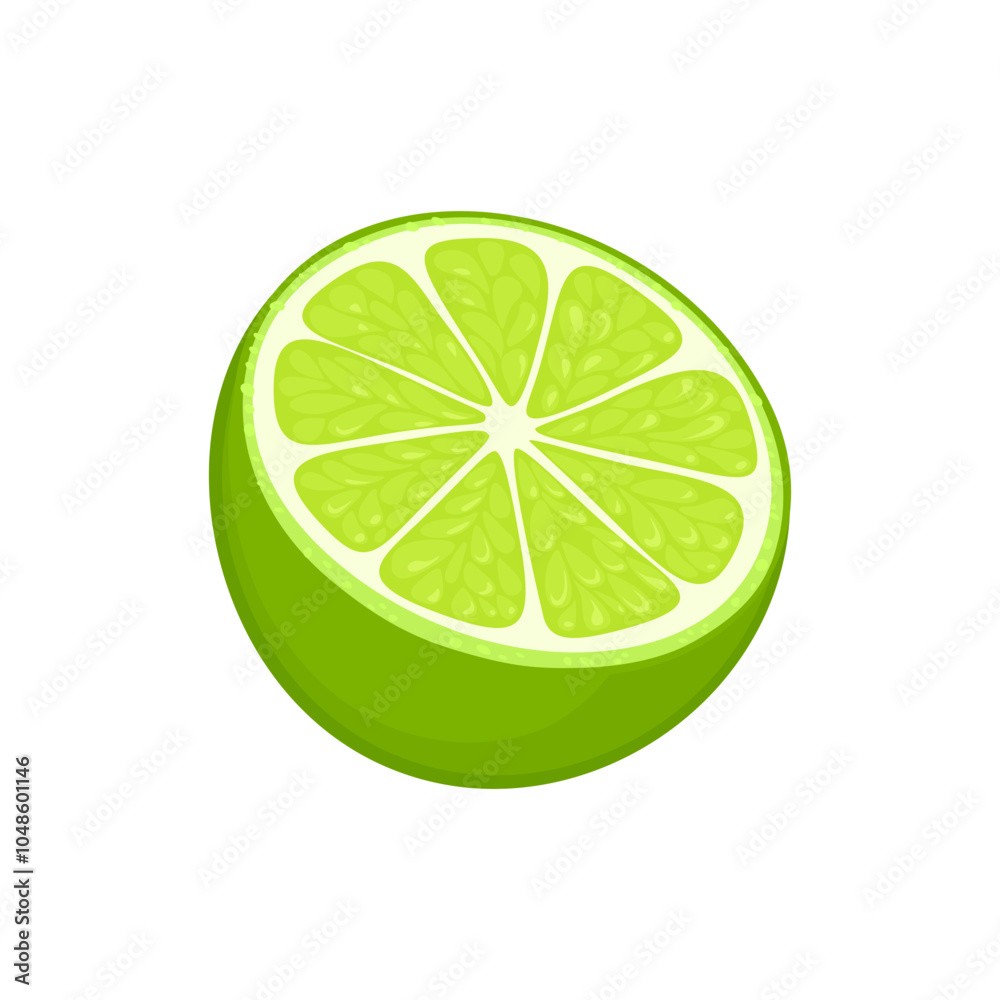 Lime cut in half isolated. Vector cartoon flat illustration of citrus fruit. Lime cut in half isolated. Vector cartoon flat illustration of citrus fruit.