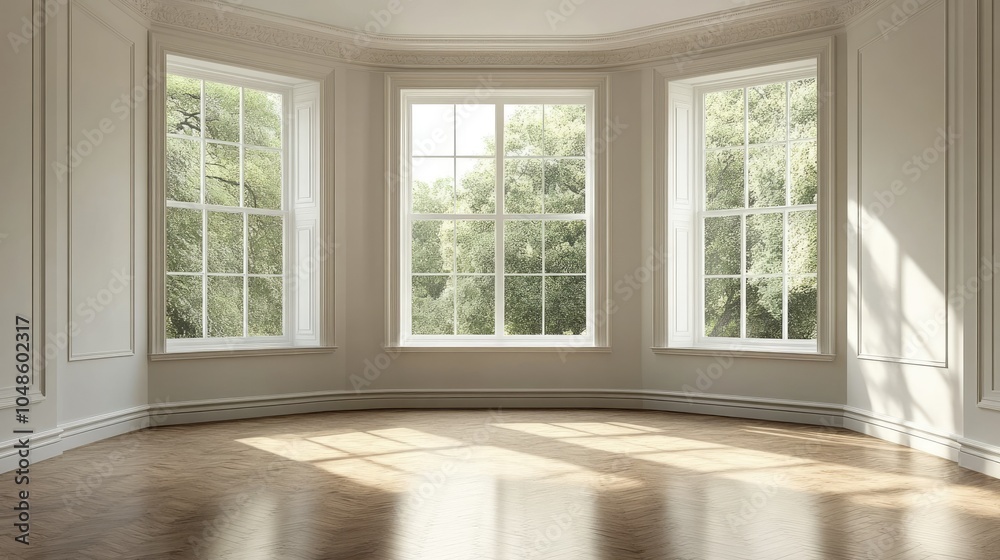 Bright Empty Room with Large Windows and Natural Light Bright Empty Room with Large Windows and Natural Light