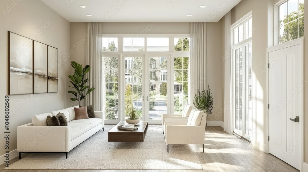 Fototapeta premium Modern Bright Living Room with Natural Light