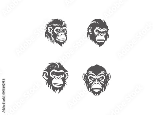 premium chimpanzee logo set vector, vector and illustration, photo