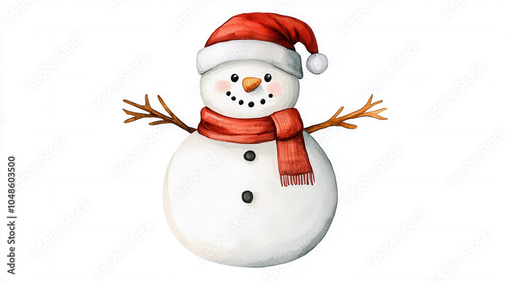 A cheerful snowman wearing a red hat and scarf, with button eyes and a smiling face, embodies the spirit of winter and the holiday season. A cheerful snowman wearing a red hat and scarf, with button eyes and a smiling face, embodies the spirit of winter and the holiday season.