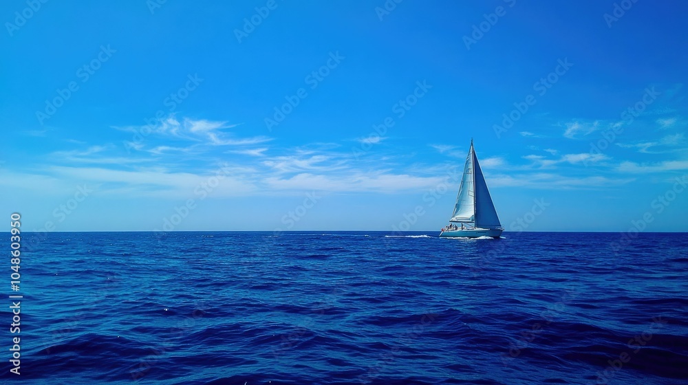 Obraz premium Serene Sailing on a Tranquil Blue Ocean