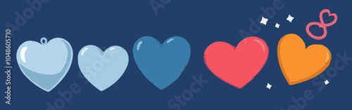 Bunte Herzen in verschiedenen Farben
