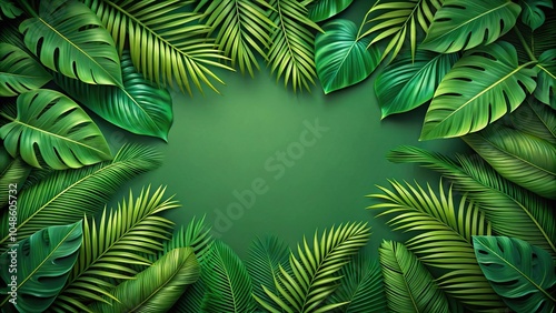 Tropical green leaves texture background