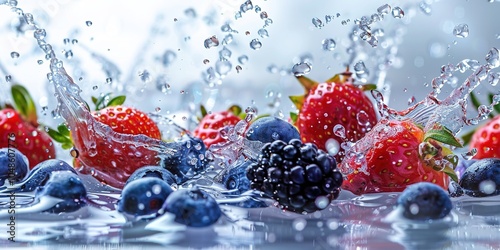 berries falling in water