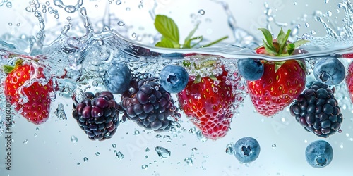 berries falling in water