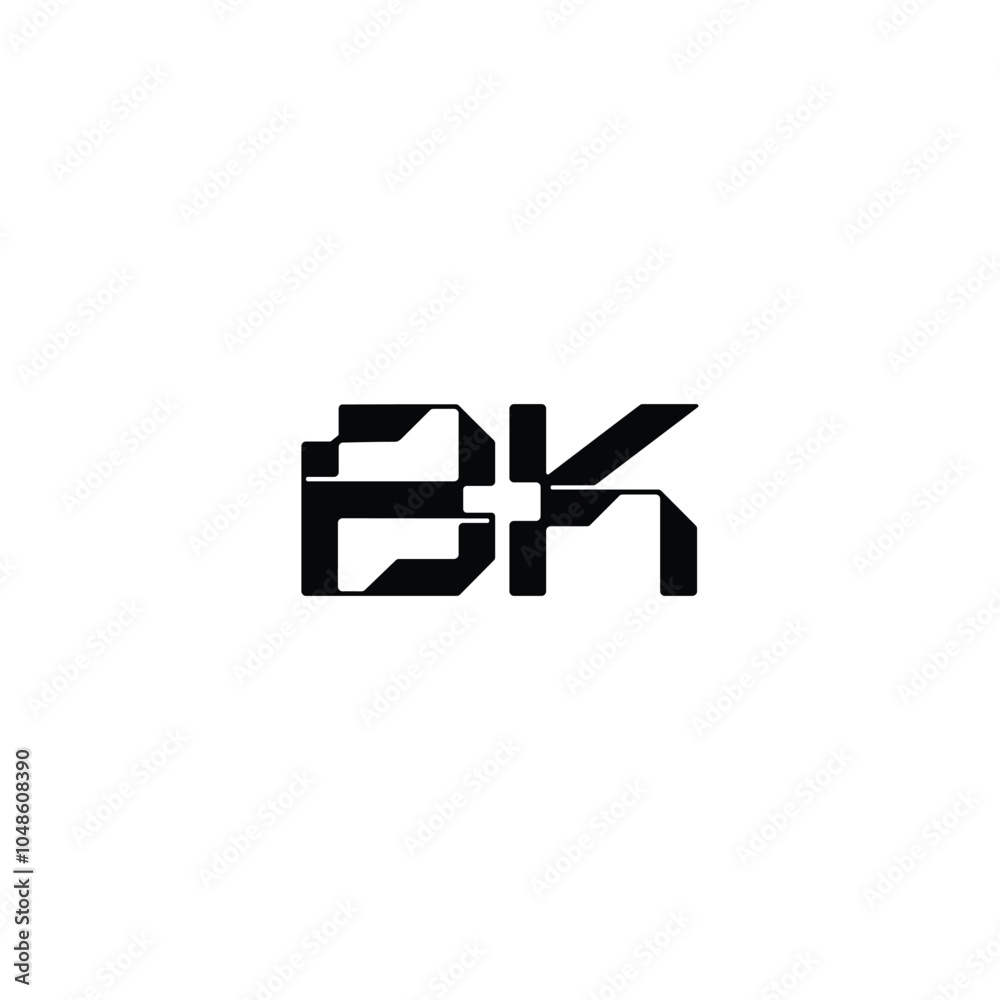 Obraz premium BK monogram logo design letter text name symbol monochrome logotype alphabet character simple logo