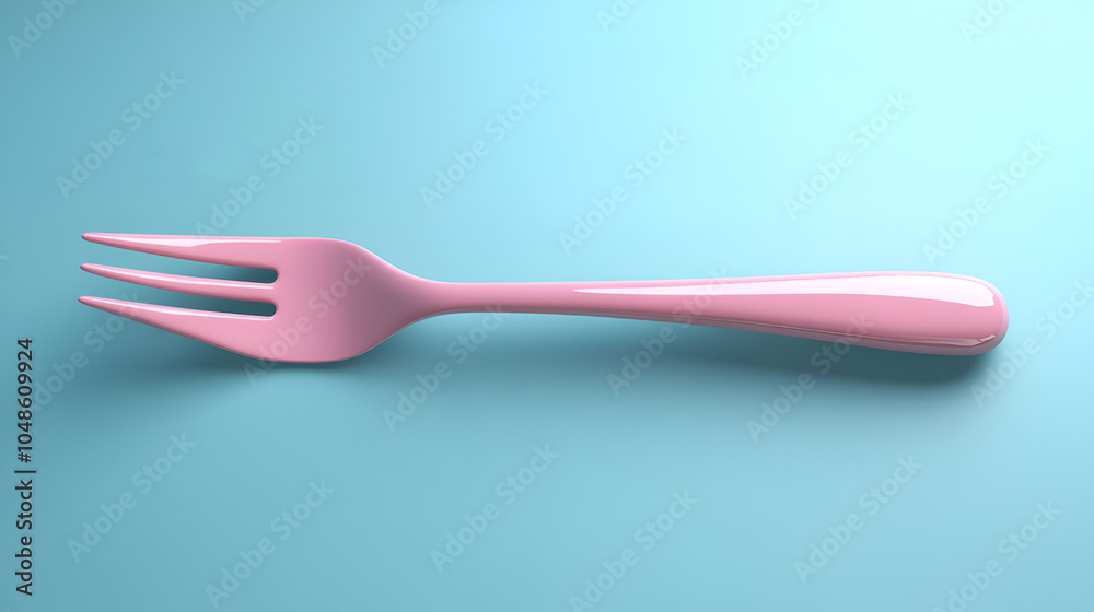 A pink fork resting on a light blue surface showcasing a simple yet vibrant culinary tool for dining and serving food A pink fork resting on a light blue surface showcasing a simple yet vibrant culinary tool for dining and serving food