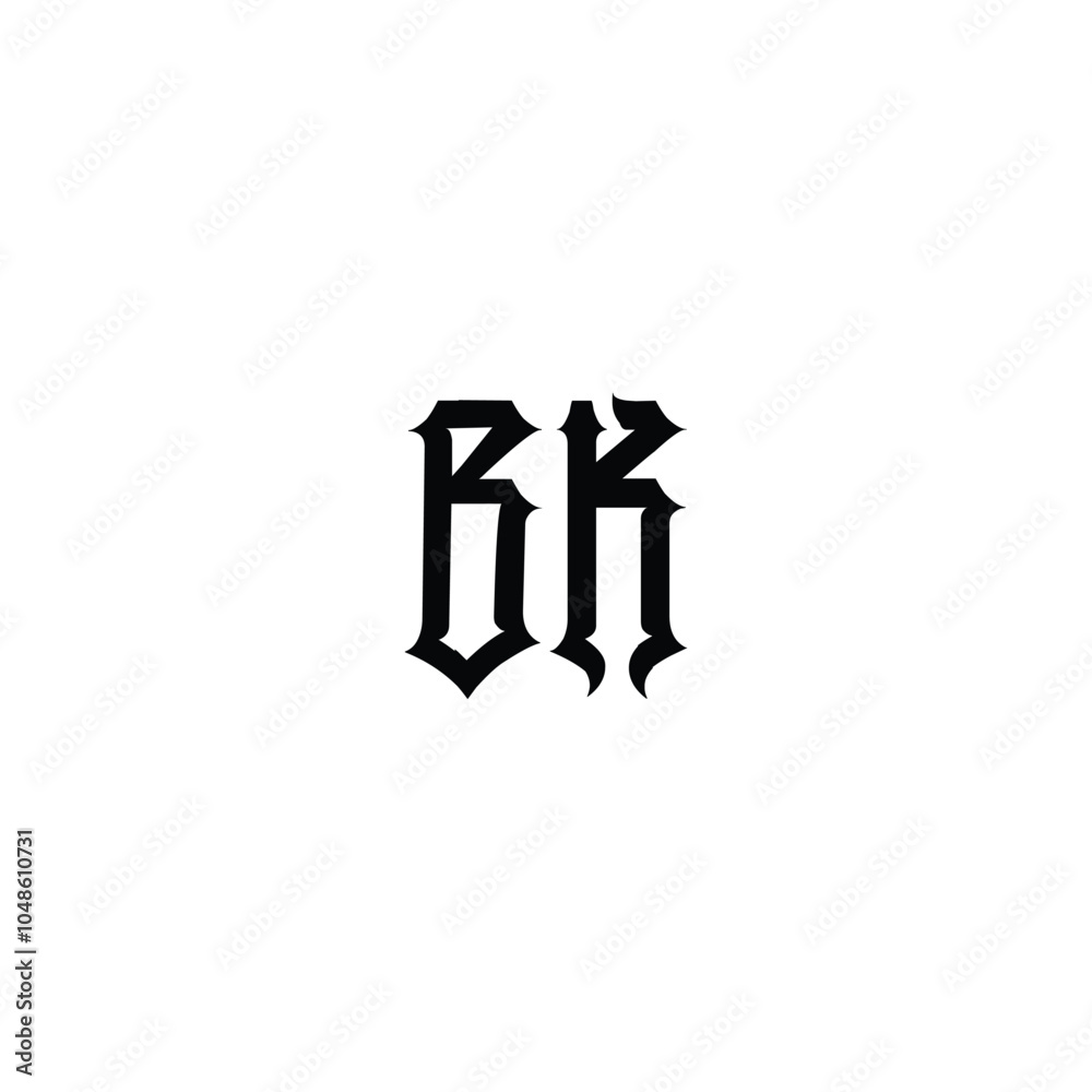 Naklejka premium BK monogram logo design letter text name symbol monochrome logotype alphabet character simple logo