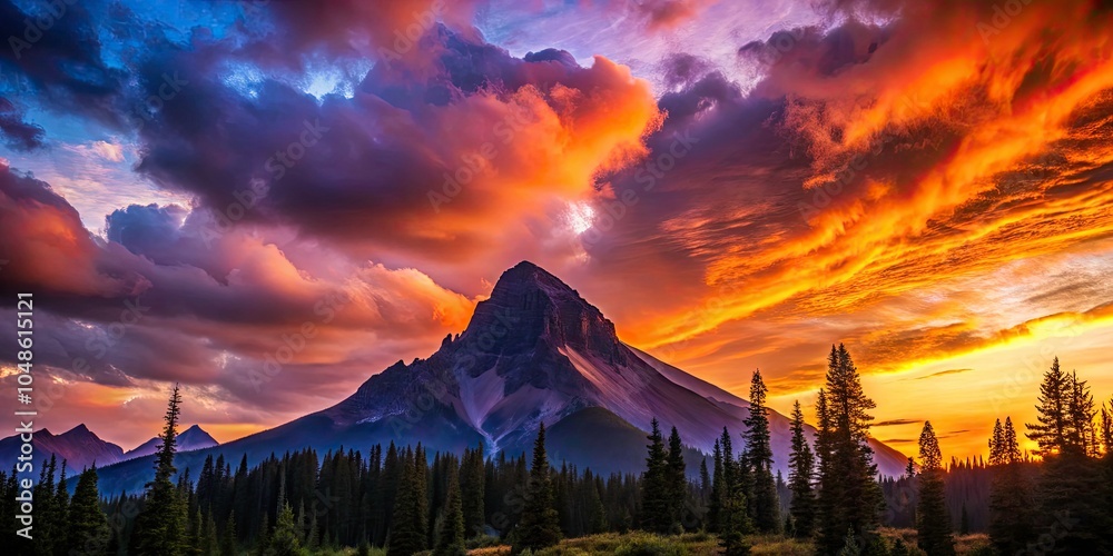 Majestic Mountain Peak at Sunset - Breathtaking Silhouette Photography of Nature, Landscape, Outdoor Adventure, Scenic Views, Rocky Mountains, Dramatic Skies, Golden Hour, Tranquil Wilderness