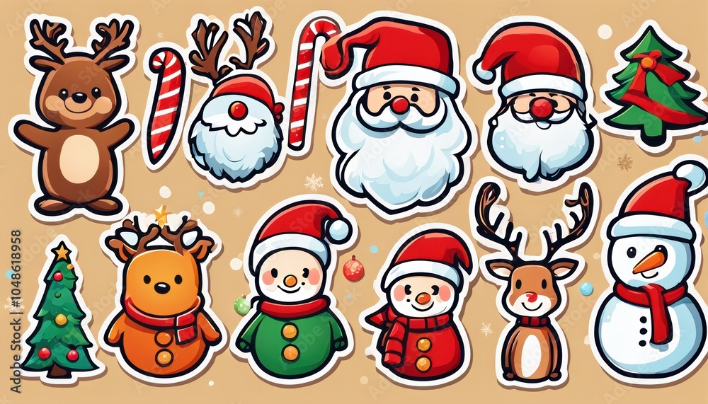 Collection of cute Christmas stickers Collection of cute Christmas stickers