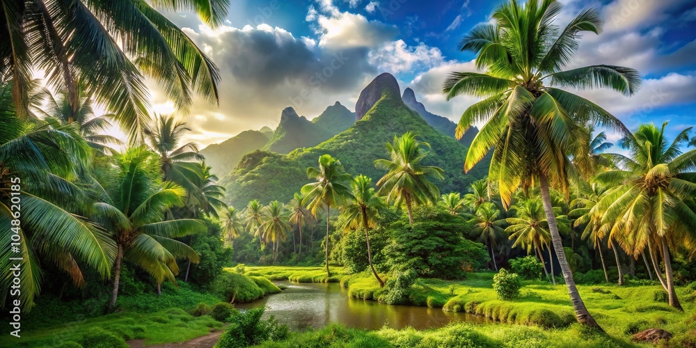 Obraz premium tropical jungle landscape in Raiatea Island, French Polynesia