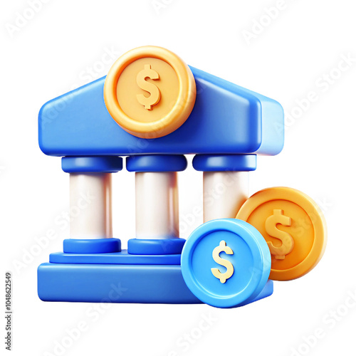  bank payment icon currency transfer money  3d cartoon style illustration