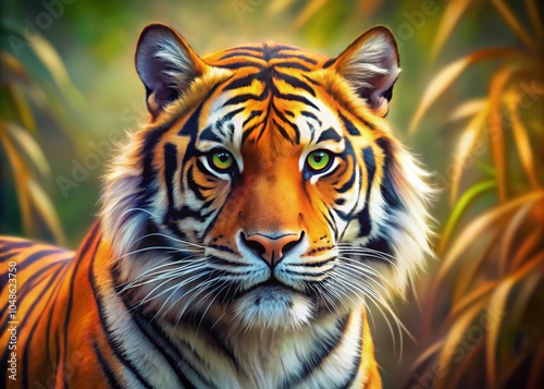 Hand-Drawn Tiger Illustrations with Tilt-Shift Photography Style for Unique Art Displays