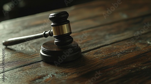 Close-up of a gavel on a wooden desk, symbolizing authority and importance of election rules, with copy space for text or design.