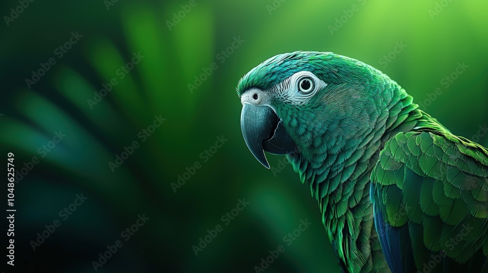 Fototapeta premium Vibrant Green Parrot Portrait
