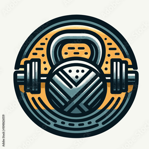 Kettlebell and Barbell Fitness Logo Strength, Power, and Exercise