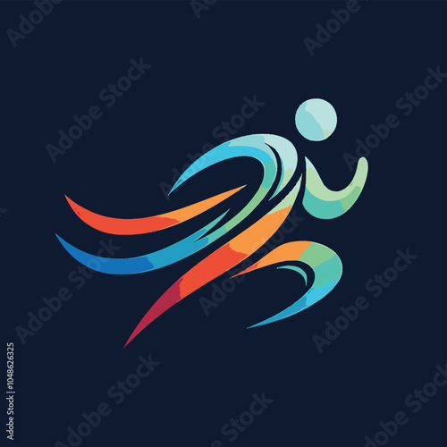 Abstract Running Man Logo Design Colorful, Dynamic, and Active