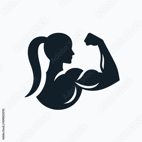Empowering Woman Fitness Logo Strong Female Silhouette Illustration