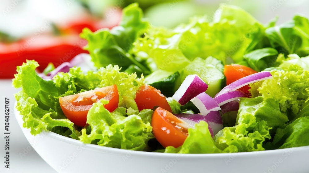 A fresh and vibrant salad bowl, captured in close-up, ideal for promoting healthy eating in wellness and food industries A fresh and vibrant salad bowl, captured in close-up, ideal for promoting healthy eating in wellness and food industries